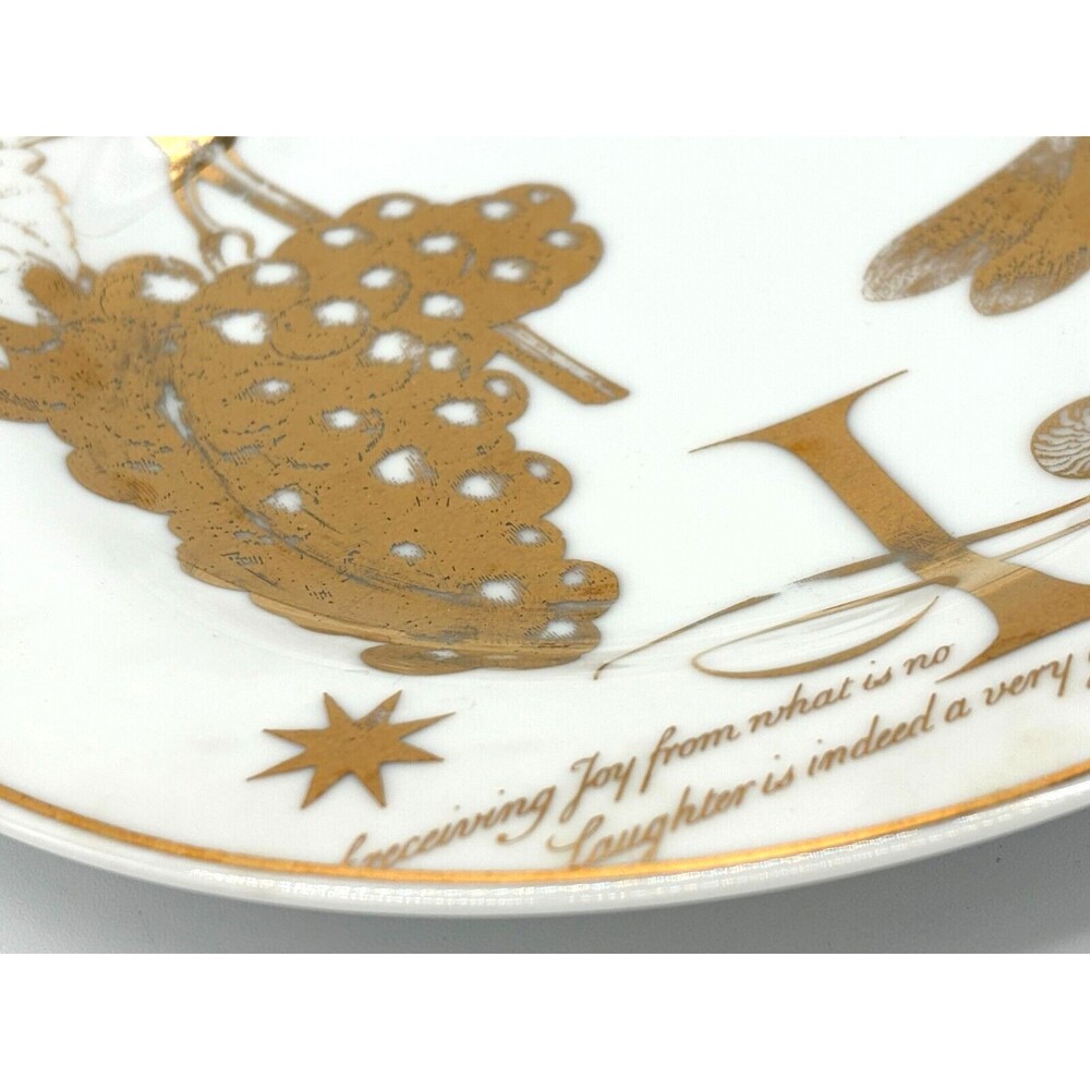 Pottery Barn Salad Dessert Plates Bone China Poetry‎ Gold Trimmed 8.5" Set of 4 - Picture 5 of 16